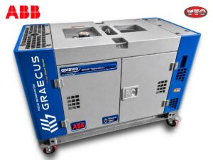 Αθόρυβη πετρελαιοκίνητη γεννήτρια 7.1 kW με DAVR, ταυτόχρονη μονοφασική και τριφασική έξοδο, ηλεκτρική εκκίνηση, ATS υποδοχή, πρίζες Schuko, CEE και ηχομονωμένο περίβλημα