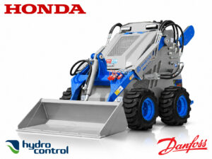 Ελαστιχοφόρος μίνι φορτωτής με Honda GX690 V-Twin, πλατφόρμα αναβάτη, zero turn, 3 αντλίες, quick attach και ψυγείο υδραυλικού λαδιού.