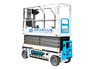Compact αυτοκινούμενη εργοεξέδρα τύπου scissor lift για αποθήκες, logistics, συνεργεία, ράφια, φωτισμούς, εγκαταστάσεις και εσωτερικές συντηρήσεις.